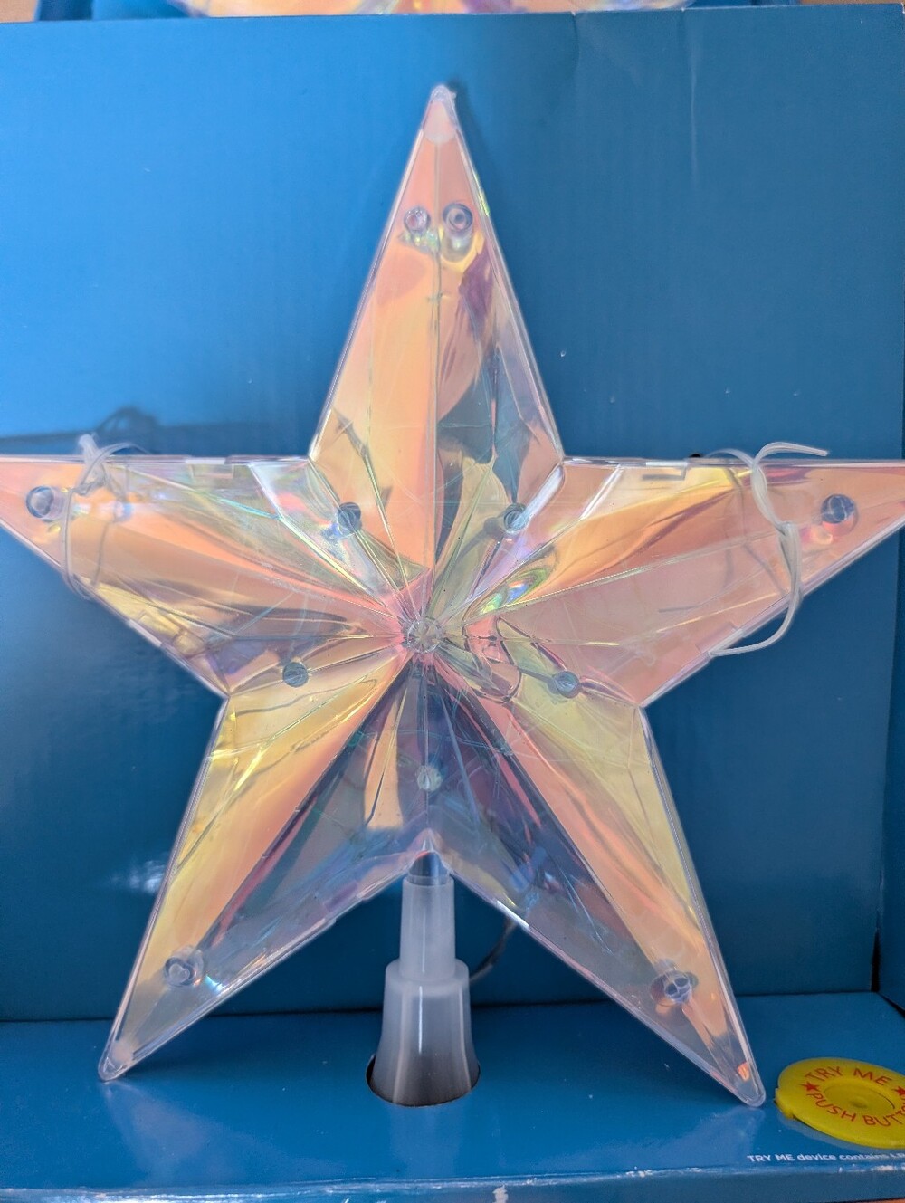 Christmas Prismatic Tree Topper 30 LED Cool White Lights NIP
